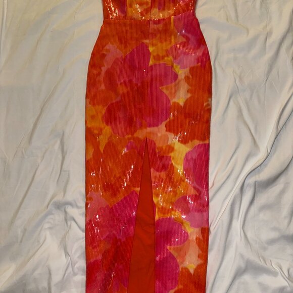 Runaway The Label Oralie Midi Dress – Orange Floral (XS) - Picture 5 of 5